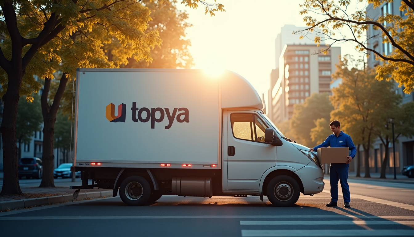 Camion de livraison UTOPYA avec le slogan 