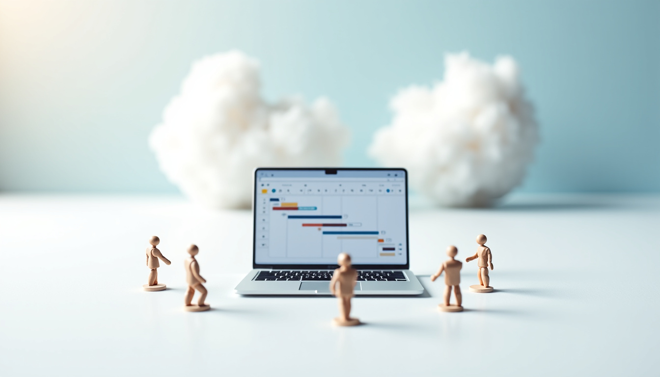 Équipe utilisant GanttProject en mode collaboratif via la version Cloud