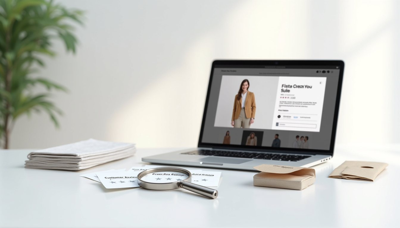 Exemple de fiche produit optimisée avec photos de qualité, texte descriptif, avis clients et informations de livraison claires