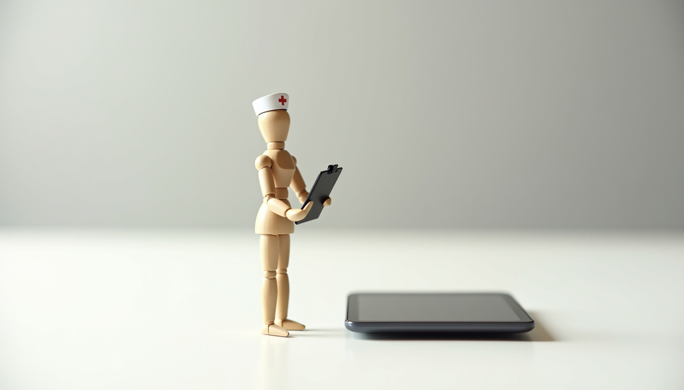 Infirmière libérale utilisant une tablette pour saisir des données de soins lors d