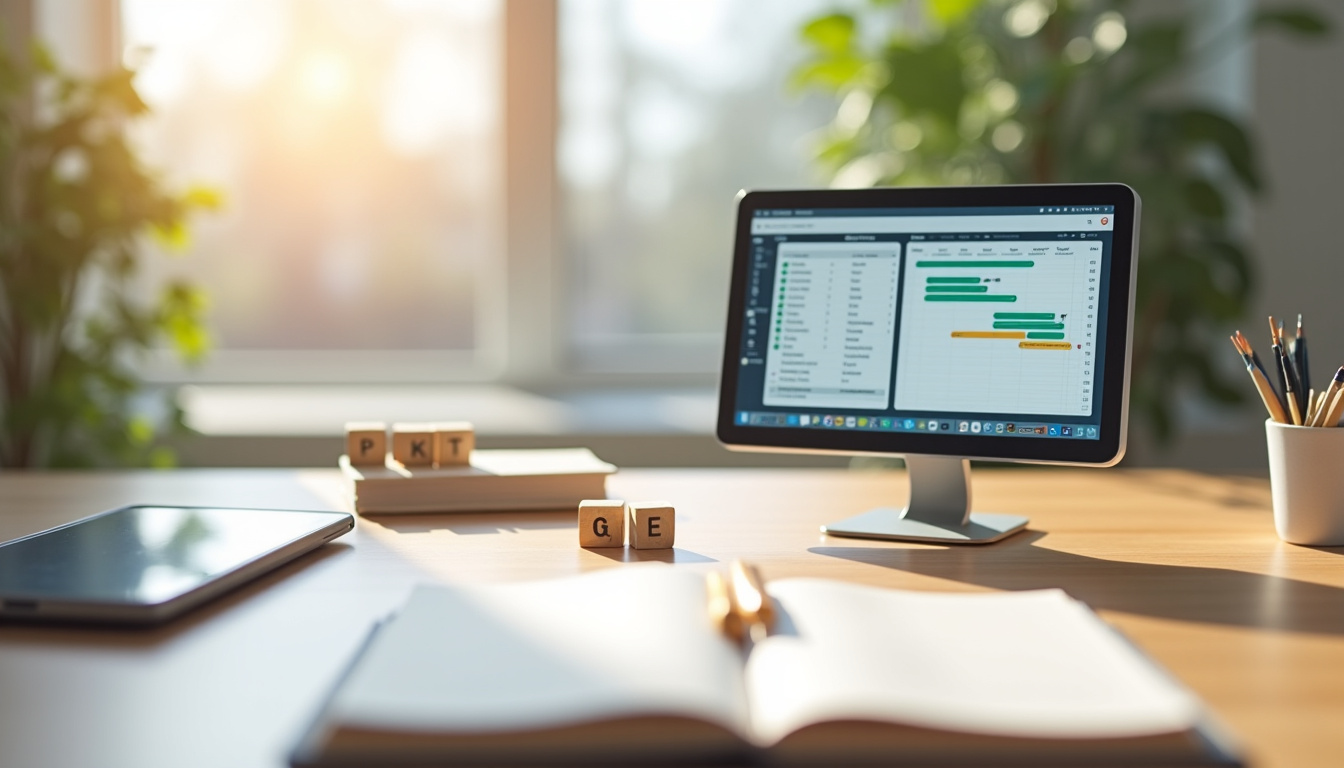 Interface principale de GanttProject avec vue en diagramme de Gantt et liste des tâches