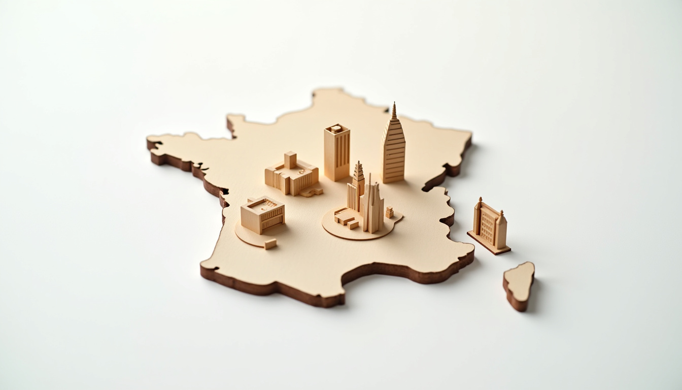 Carte illustrée des meilleures zones business en France en 2026: Saclay, Lyon Gerland, Paris La Défense, Toulouse Aerospace, Lille Eurasanté
