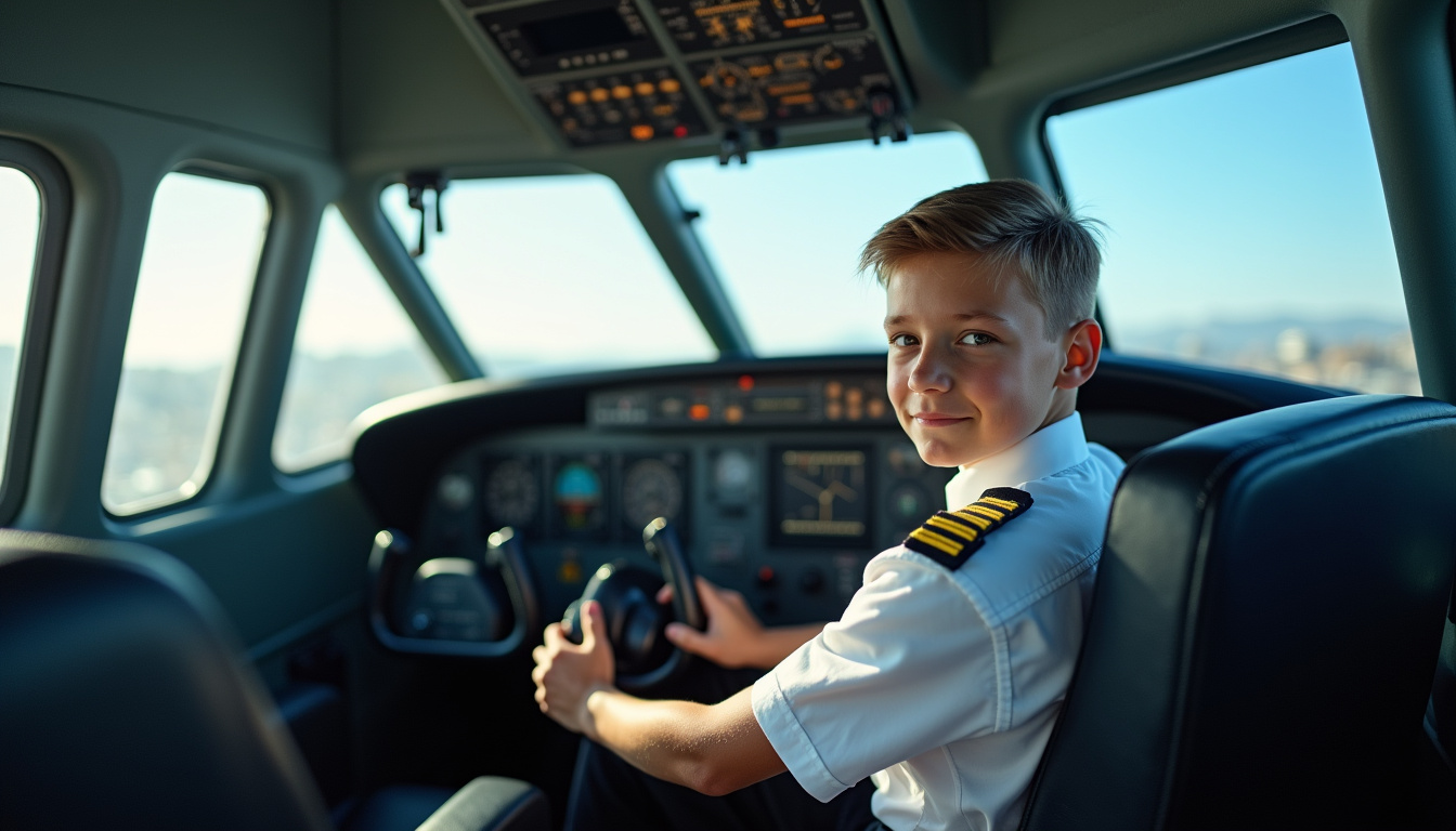 Jeune pilote en formation dans un cockpit d