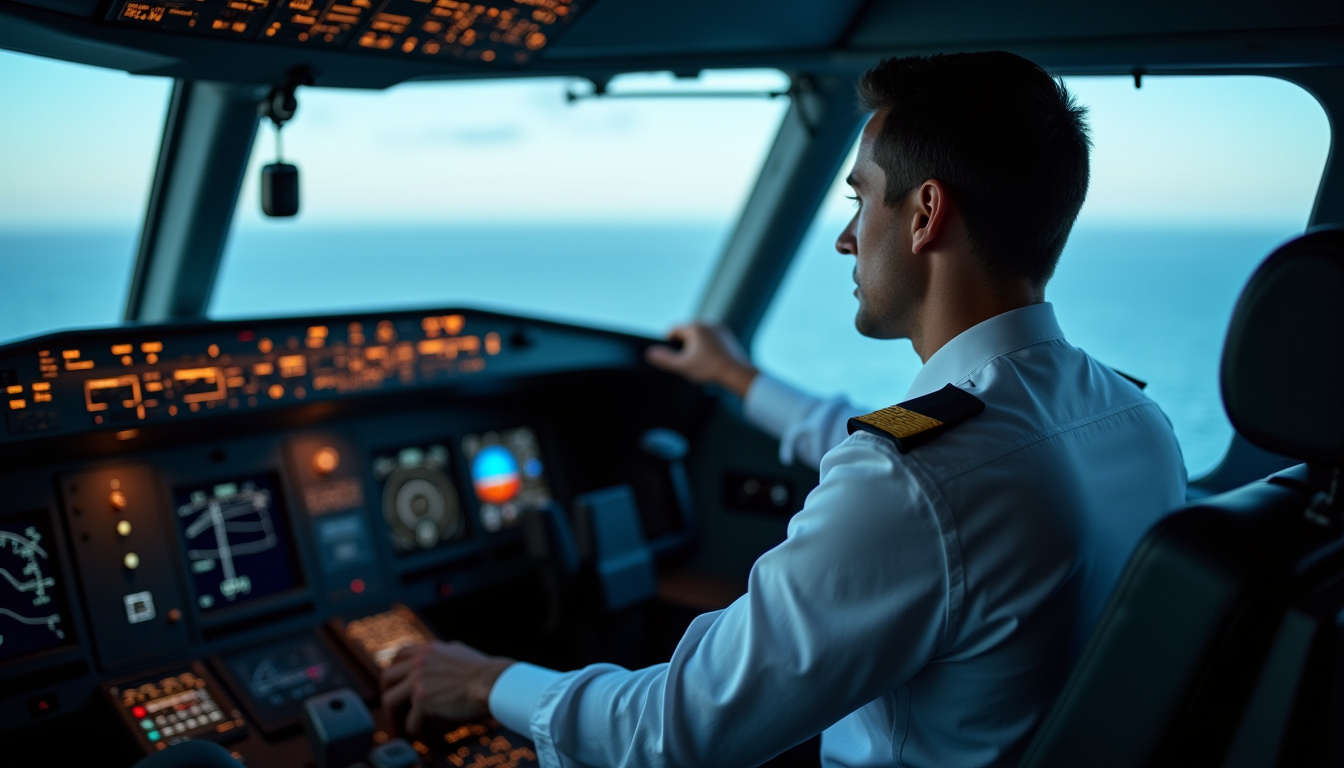 Pilote de ligne en pleine phase de vol sur un long-courrier