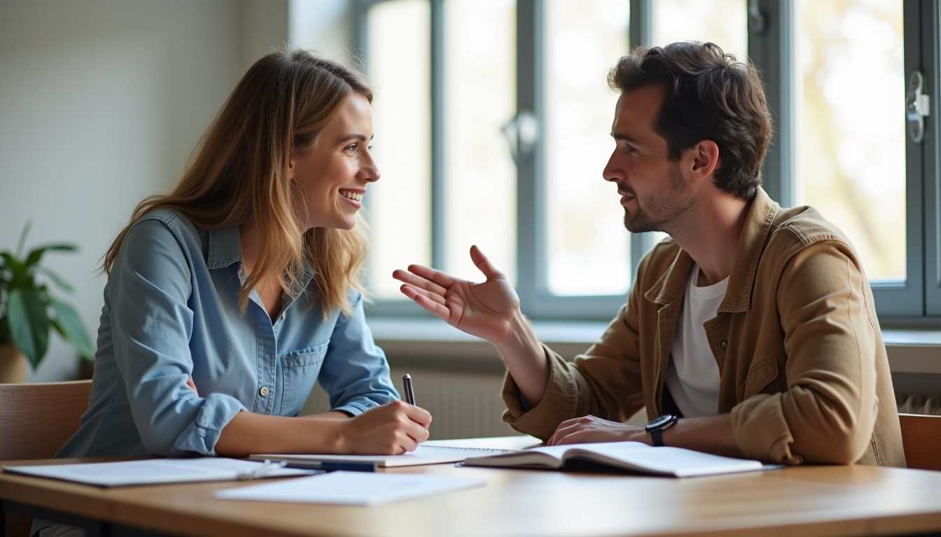 Cours de français professionnel en présentiel à Toulouse avec enseignant et apprenant