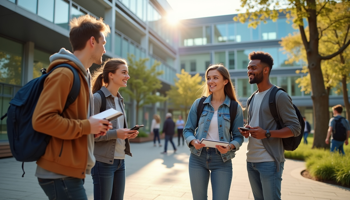 Étudiants en discussion sur le campus IFCV Anatole France à Levallois-Perret